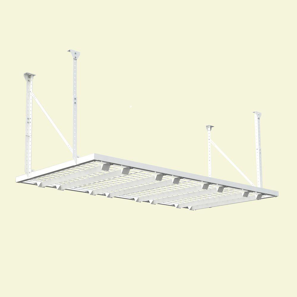 96 In W X 48 In D Adjustable Height Garage Ceiling Mount Storage Unit