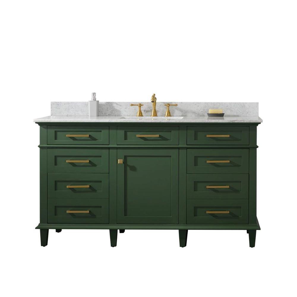 Legion Furniture 60 in. W x 22 in. D Vanity in Pewter Green with Stone