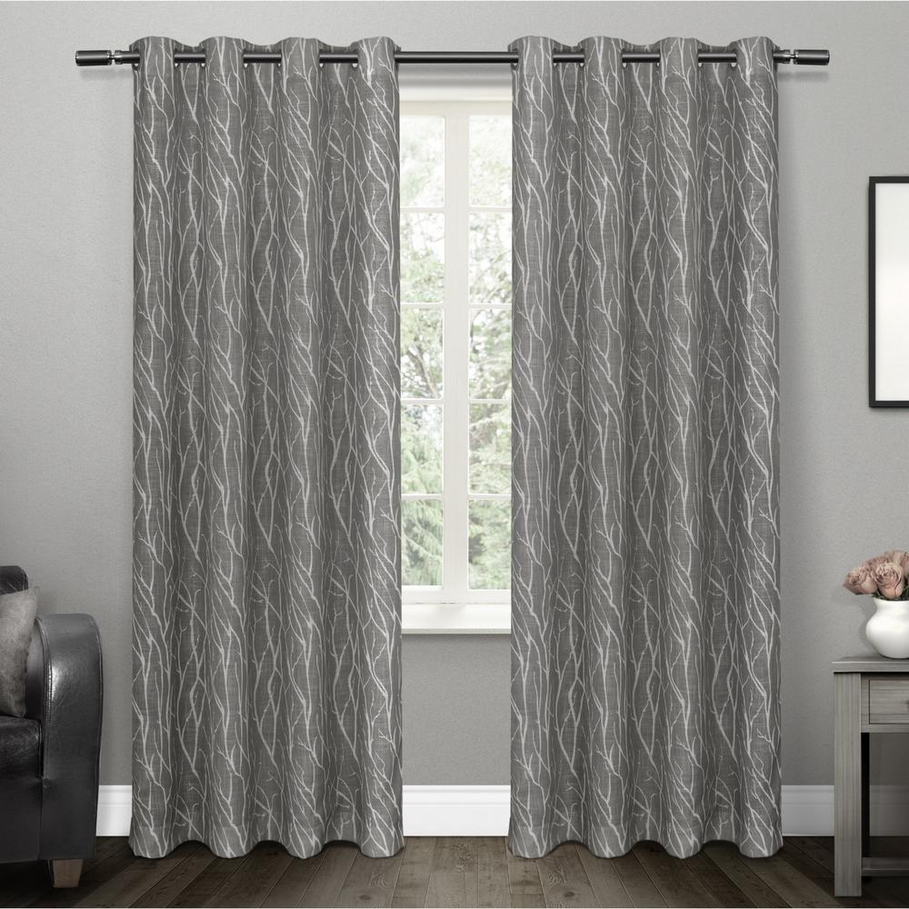 Oakdale 54 In. W X 84 In. L Sheer Grommet Top Curtain Panel In Black ...