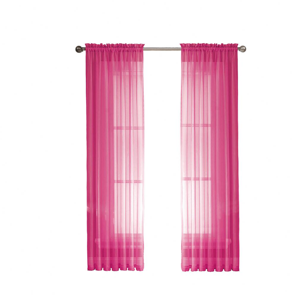 Window Elements Sheer Diamond Sheer Hot Pink Rod Pocket Extra Wide