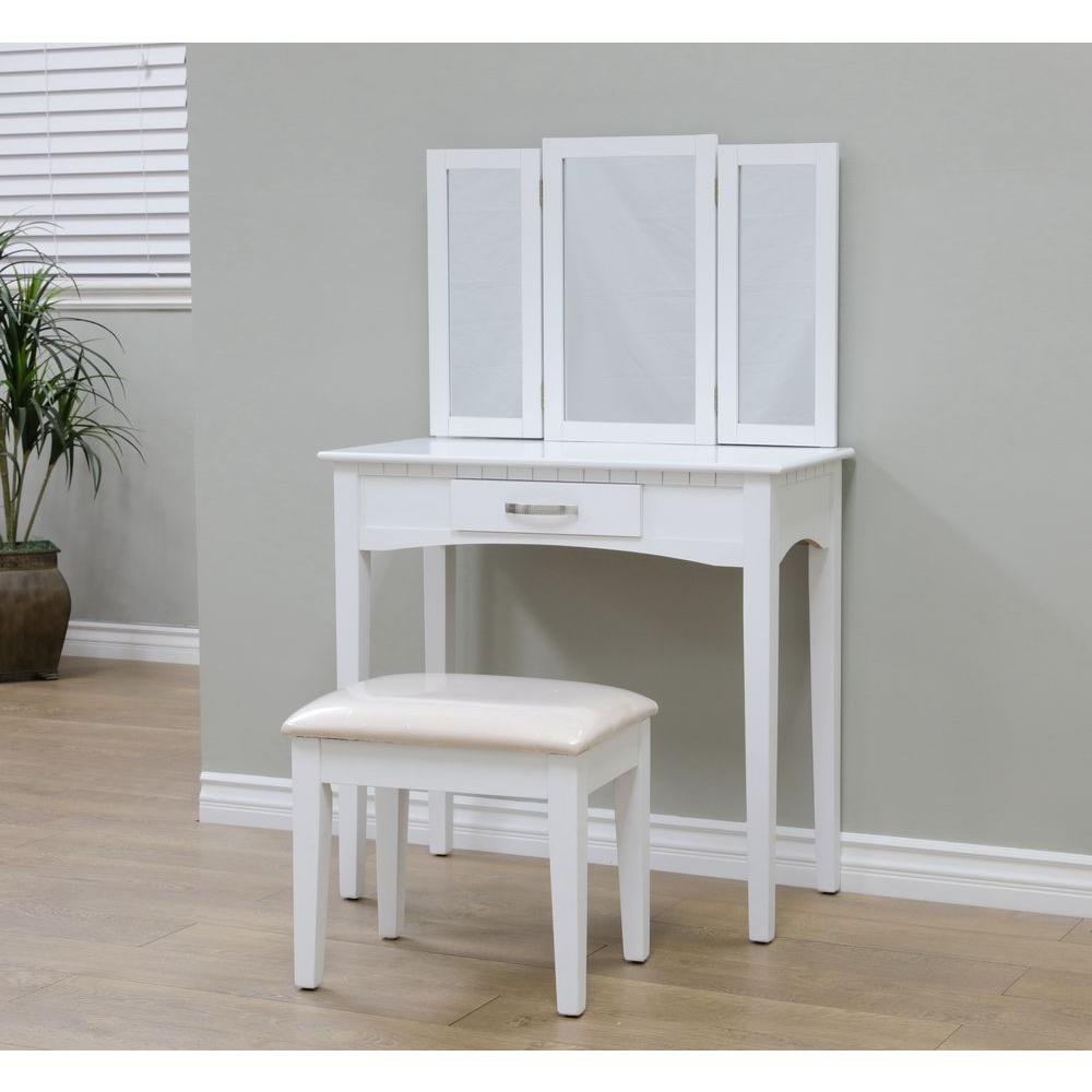 Homecraft Furniture 3 Piece White Vanity Set Mh206 Wh The Home Depot