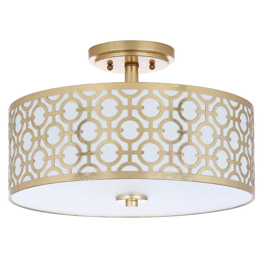 Safavieh Vera Chain Link 15 5 In 3 Light Gold Flush Mount