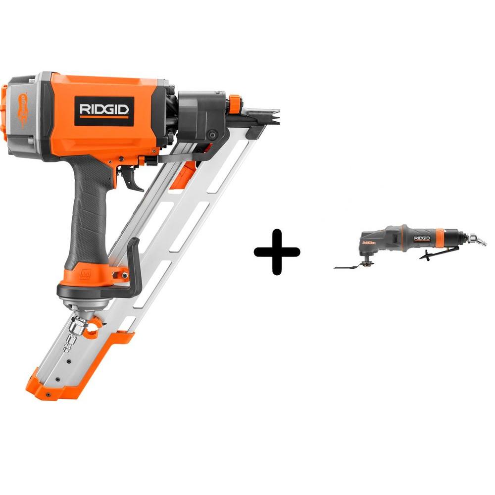 Ridgid 3 12 In 15 Degree Clipped Head Framing Nailer And Pneumatic