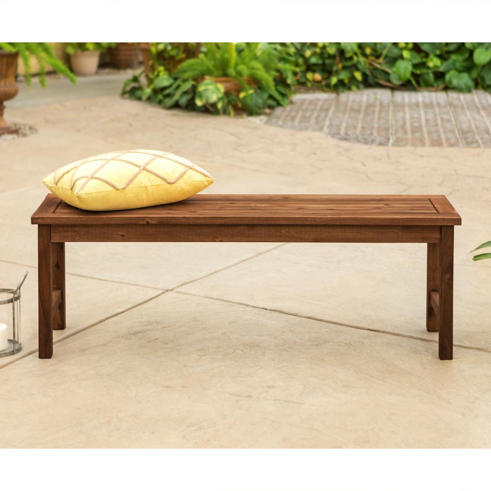 Walker Edison Furniture Company Boardwalk Dark Brown Acacia Wood Outdoor Bench Hdwb7sdb The Home Depot