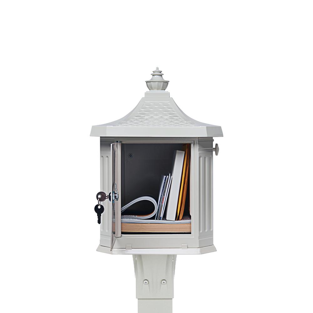 Gibraltar Mailboxes Hemingway Locking Aluminum Large Mailbox And Post Combo White