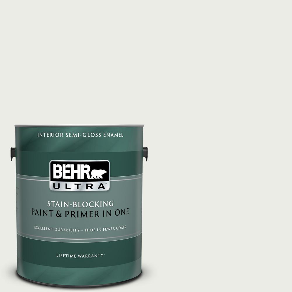Behr Ultra 1 Gal 52 White Semi Gloss Enamel Interior Paint And Primer In One