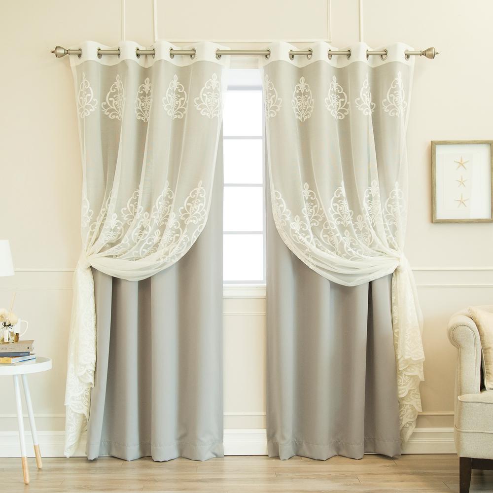 Sheer Thermal Curtains D Window Treatments The Home Depot L Umixm Sheer Agatha And Blackout Curtains In Dove 4 Pack
