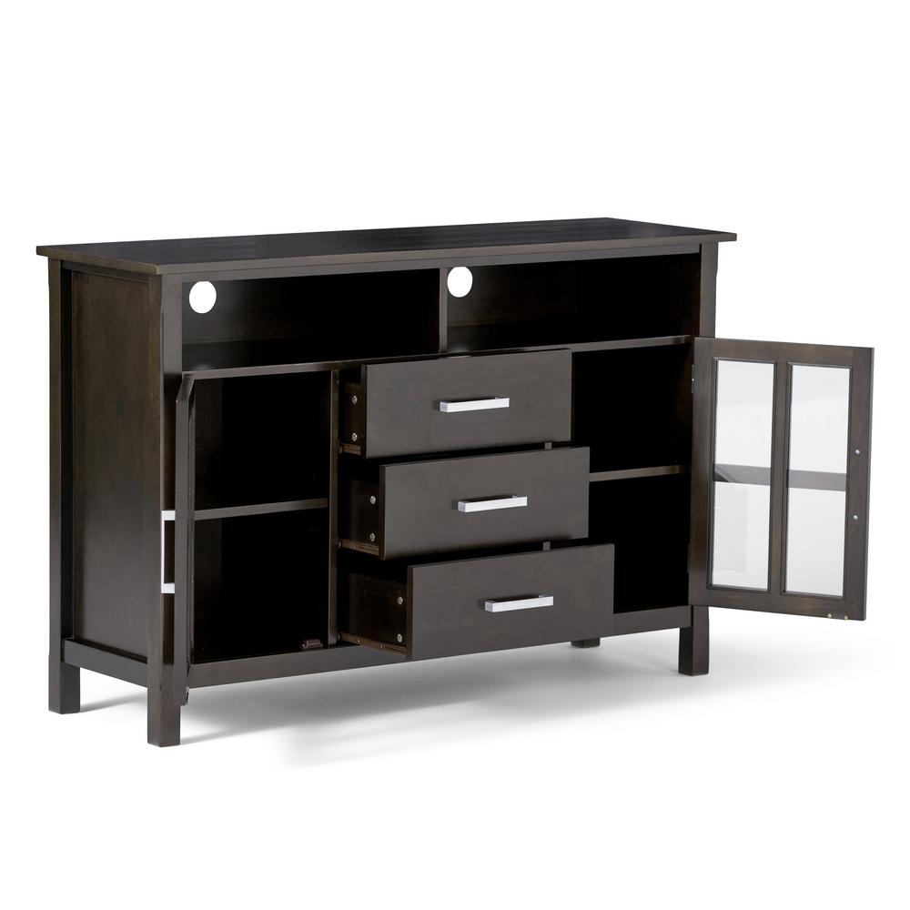 Simpli Home Kitchener Solid Wood 53 In Wide Contemporary Tv Media Stand In Dark Walnut Brown For Tvs Upto 55 In 3axcridtvs The Home Depot