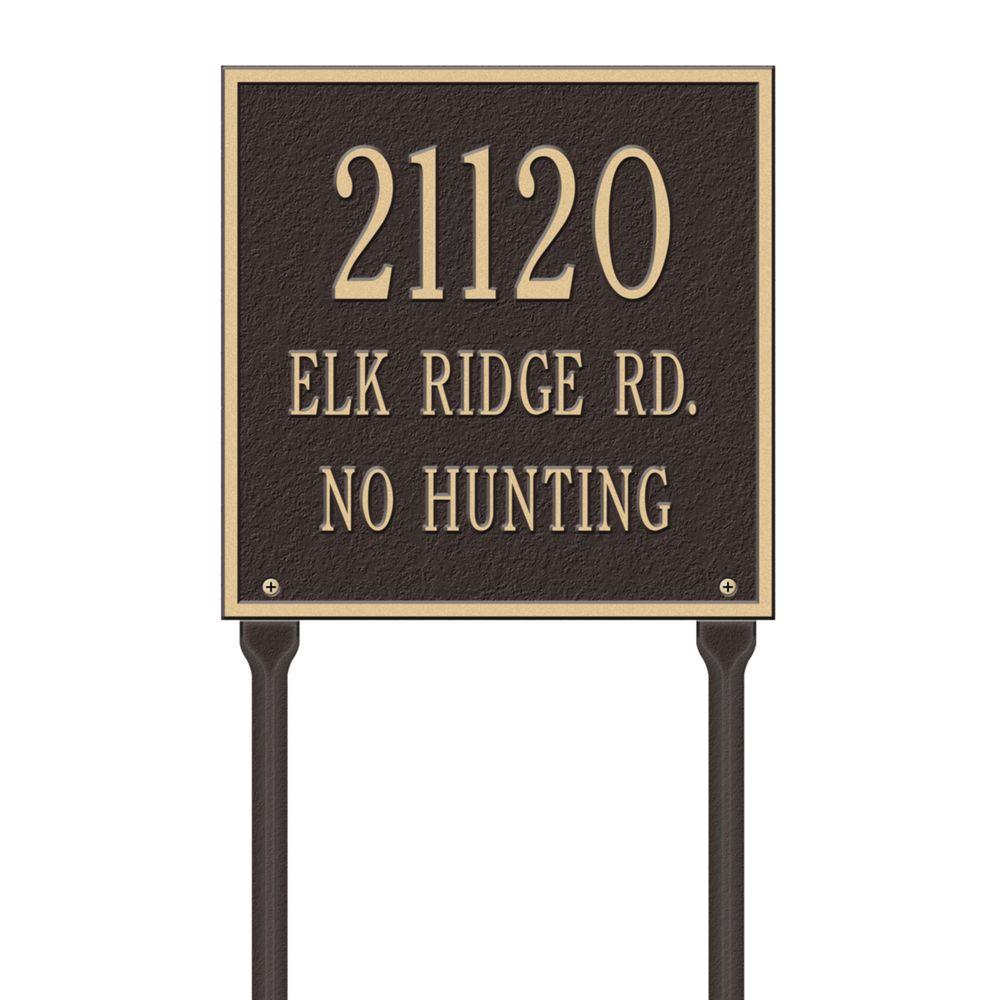 Whitehall Products Square Standard Lawn 3Line Address Plaque Bronze
