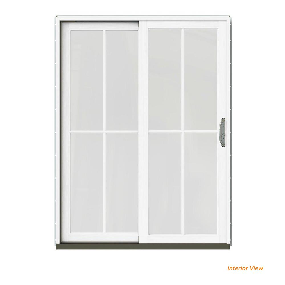 Jeld Wen 60 In X 80 In W 2500 Contemporary Bronze Clad Wood Left Hand 4 Lite Sliding Patio Door W White Paint Interior