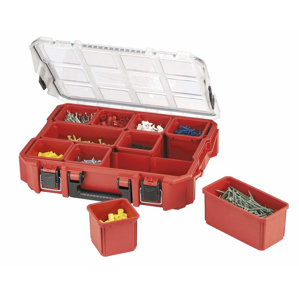 Milwaukee Small Parts Organizer 10-Compartment Red Deep ...