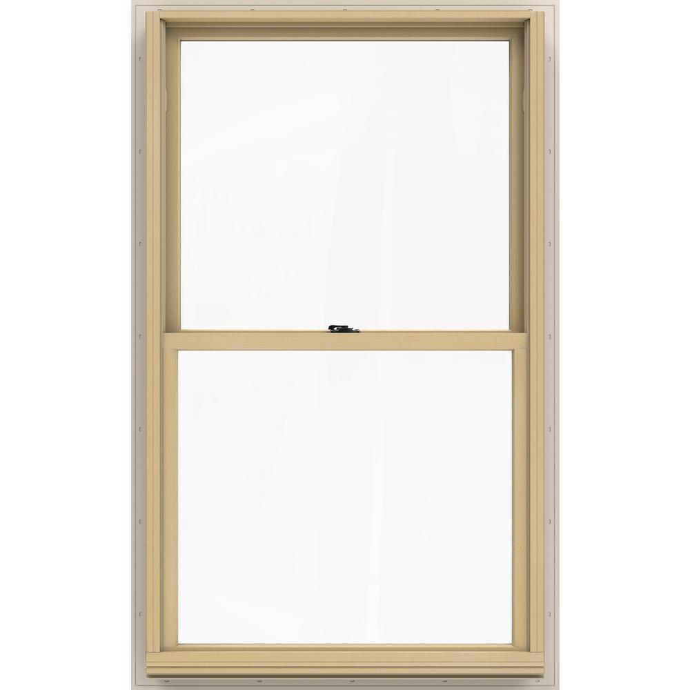 Argon Gas Insulated Double Hung Windows The Home Depot 33 375 In X 56 5 W 2500 Series White Painted Clad Wood Double