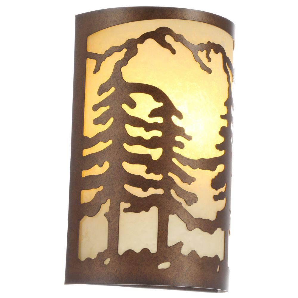 1 Light Natural Antler Sconce With Sunset Glass Shade
