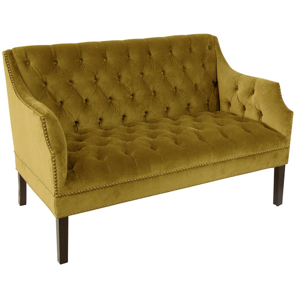 Skyline Furniture Regal Palm Diamond Tufted Nail On Settee Skyline Furniture Regal Palm Diamond Tufted Nail On Settee