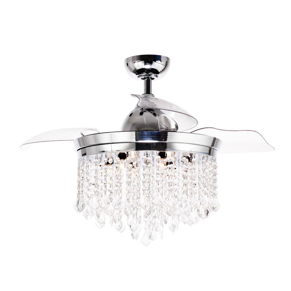 Parrot Uncle Mateo 42 In Indoor Chrome, Retractable Ceiling Light Fixture