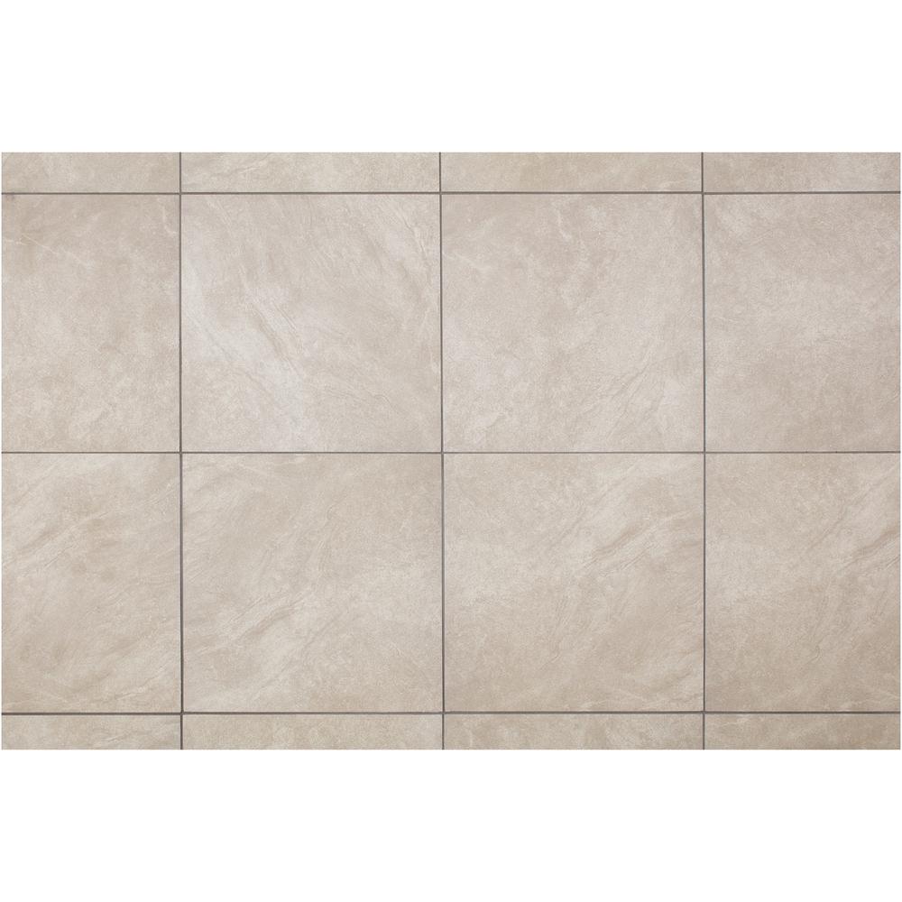 TrafficMASTER Portland Stone Gray 18 in. x 18 in. Glazed Ceramic Floor and Wall Tile (17.44 sq ...