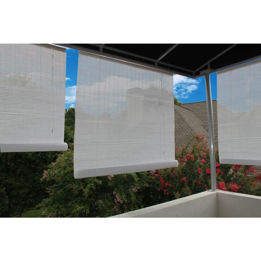 120 In W X 72 In L White Exterior Roll Up Patio Sun Shade 0321107