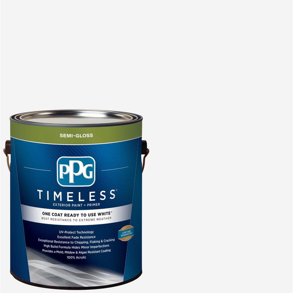 1 gal. White Semi-Gloss Exterior Ready to Use One-Coat Paint with Primer