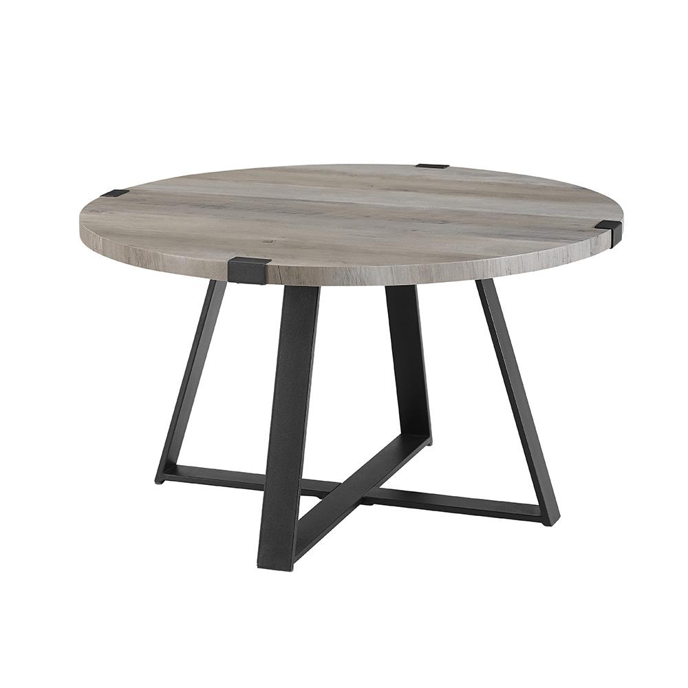 Walker Edison 30 In Grey Wash Black Rustic Urban Industrial Wood And Metal Wrap Round Coffee Table Hdf30mwctgw The Home Depot - Rustic Grey Round Coffee Table Walker Edison 30 In Grey Wash Black Rustic Urban Industrial Wood And Metal Wrap Round Coffee Table Hdf30mwctgw The Home Depot - Rustic Grey Round Coffee Table