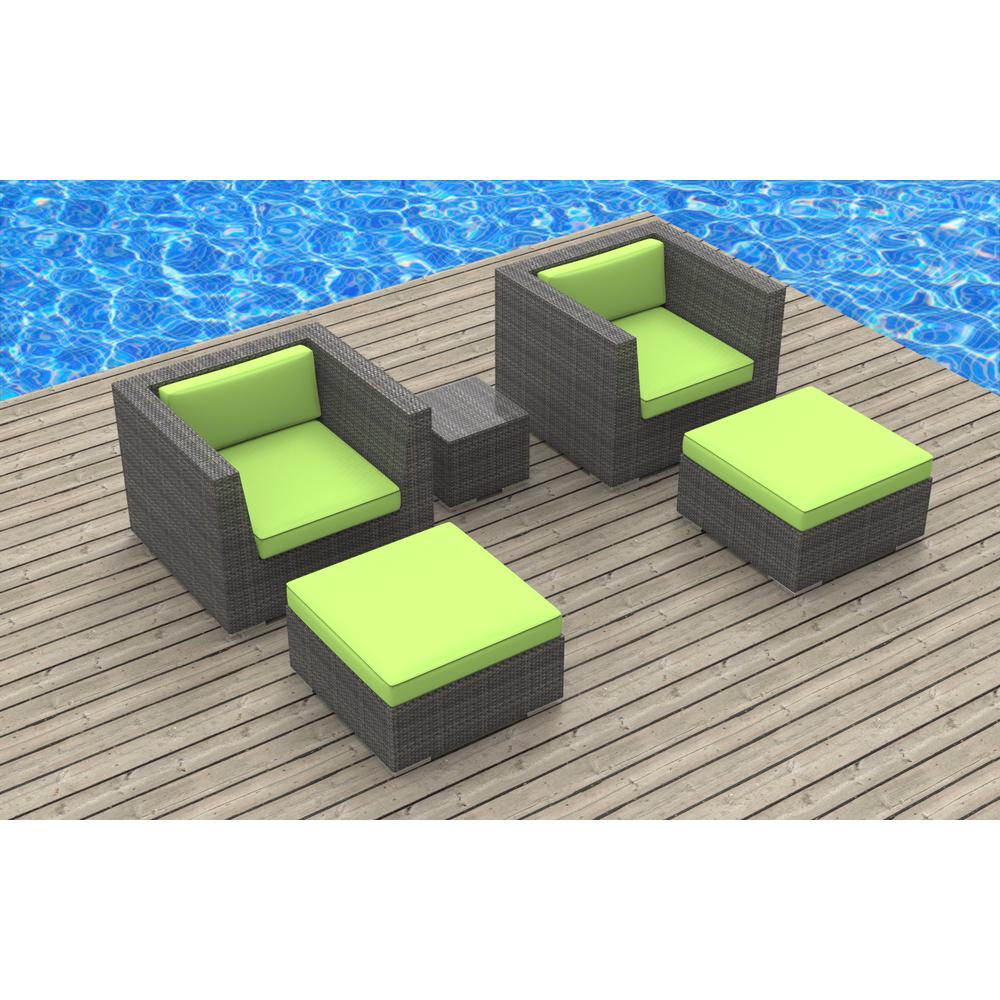 Urban Furnishing Curacao 5 Piece Wicker Outdoor Sectional Seating Urban Furnishing Curacao 5 Piece Wicker Outdoor Sectional Seating Set With Lime Green Cushions