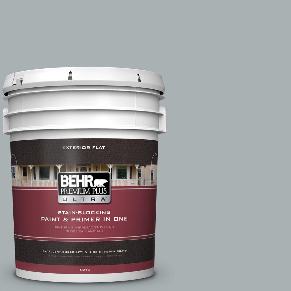 BEHR Premium Plus Ultra 5gal. 730F4 Flint Smoke Flat Exterior Paint