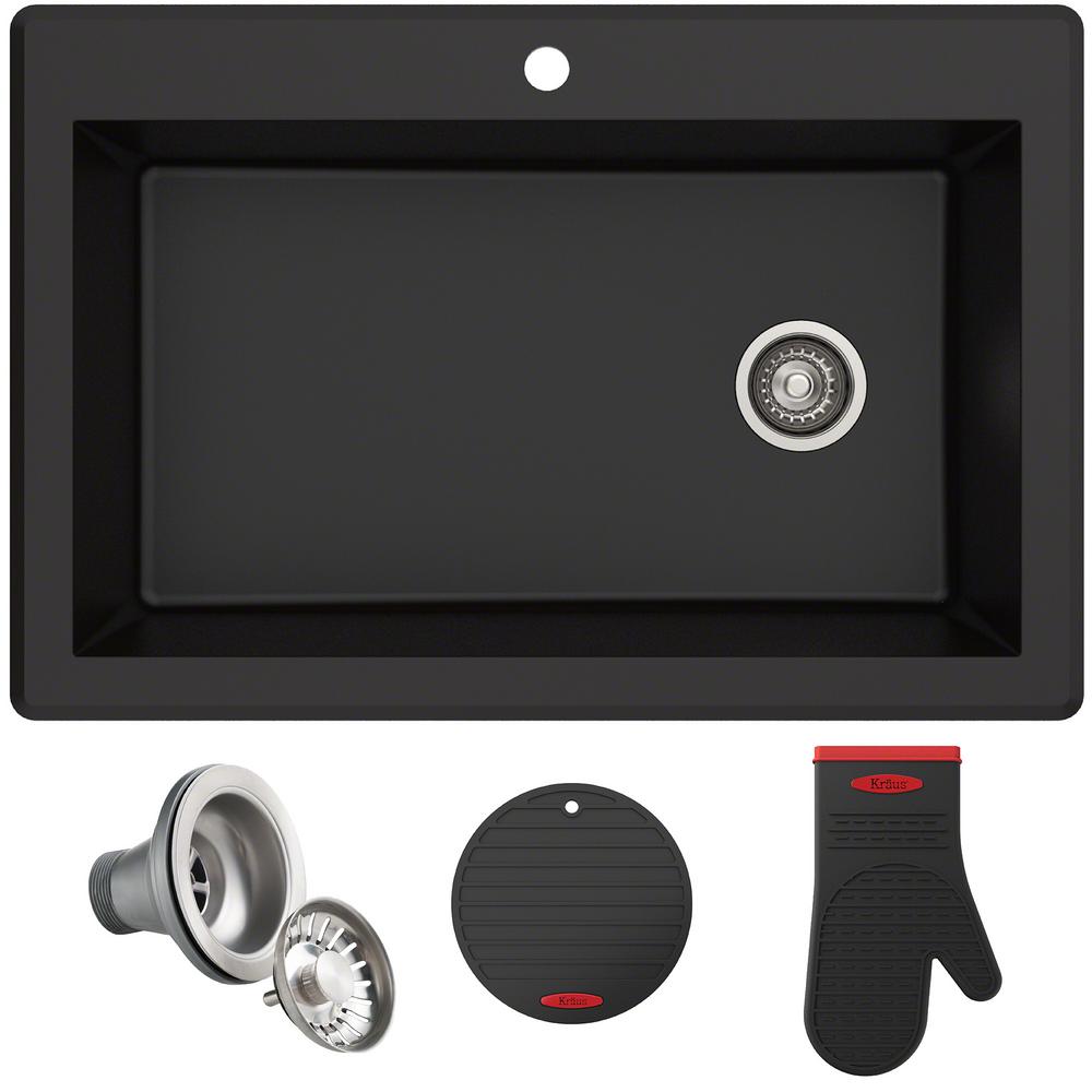 Black Drop In Kitchen Sinks The Home Depot Forteza All In One Drop Undermount Granite Composite 33