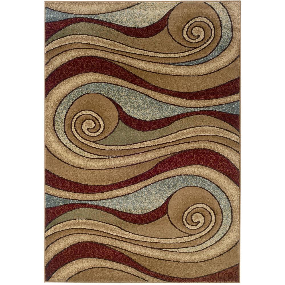 LR Resources Adana Brown/Blue 5 ft. x 7 ft. Plush Indoor Area Rug