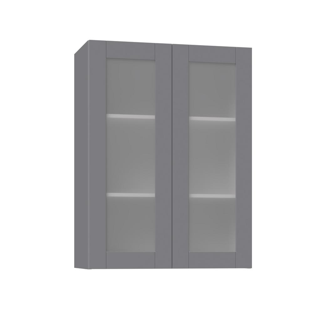 J Collection Shaker Assembled 36x40x14 In Wall Cabinet With Frosted Glass Doors In Vanilla White Wg3640 Ws The Home Depot