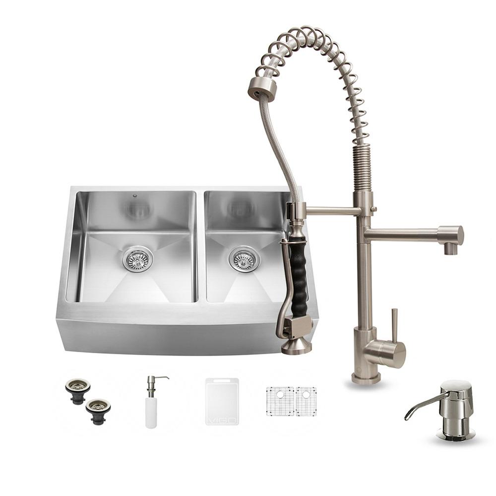 VIGO All-in-One Farmhouse Apron Front Stainless Steel 33 inch 0-Hole Double Bowl... by VIGO
