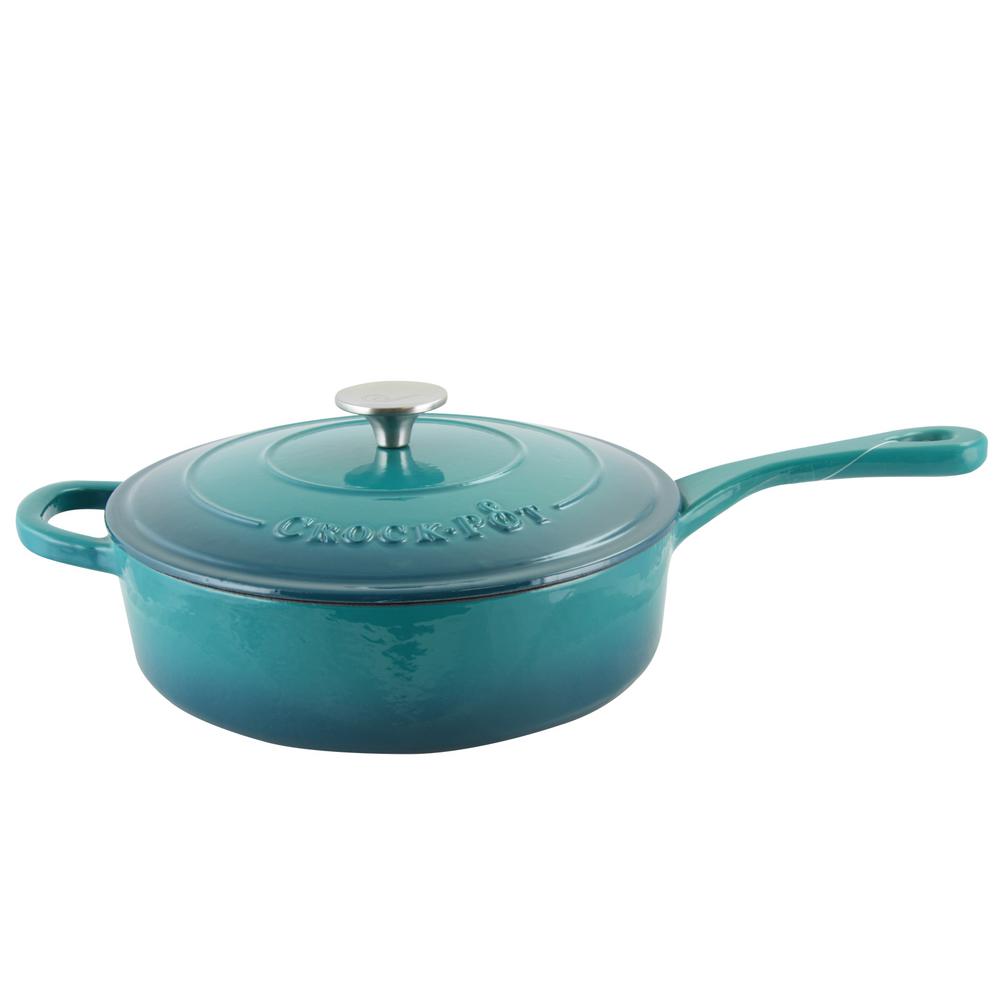 CrockPot Artisan 3.5 Qt. Enameled Cast Iron Deep Saute Pan with Self