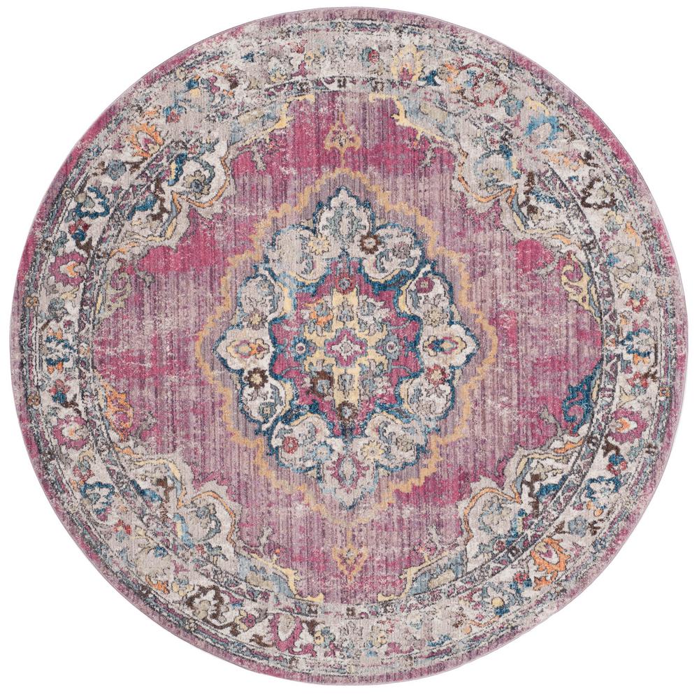 Safavieh Bristol Fuchsia Light Gray 7 Ft X Round Area Rug