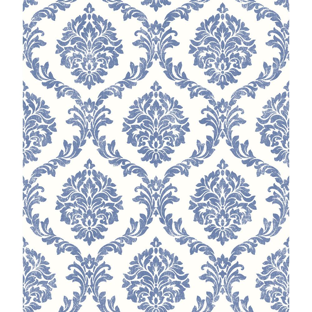 Saint Malo Blue Damask Wallpaper Saint Malo Blue Damask Wallpaper