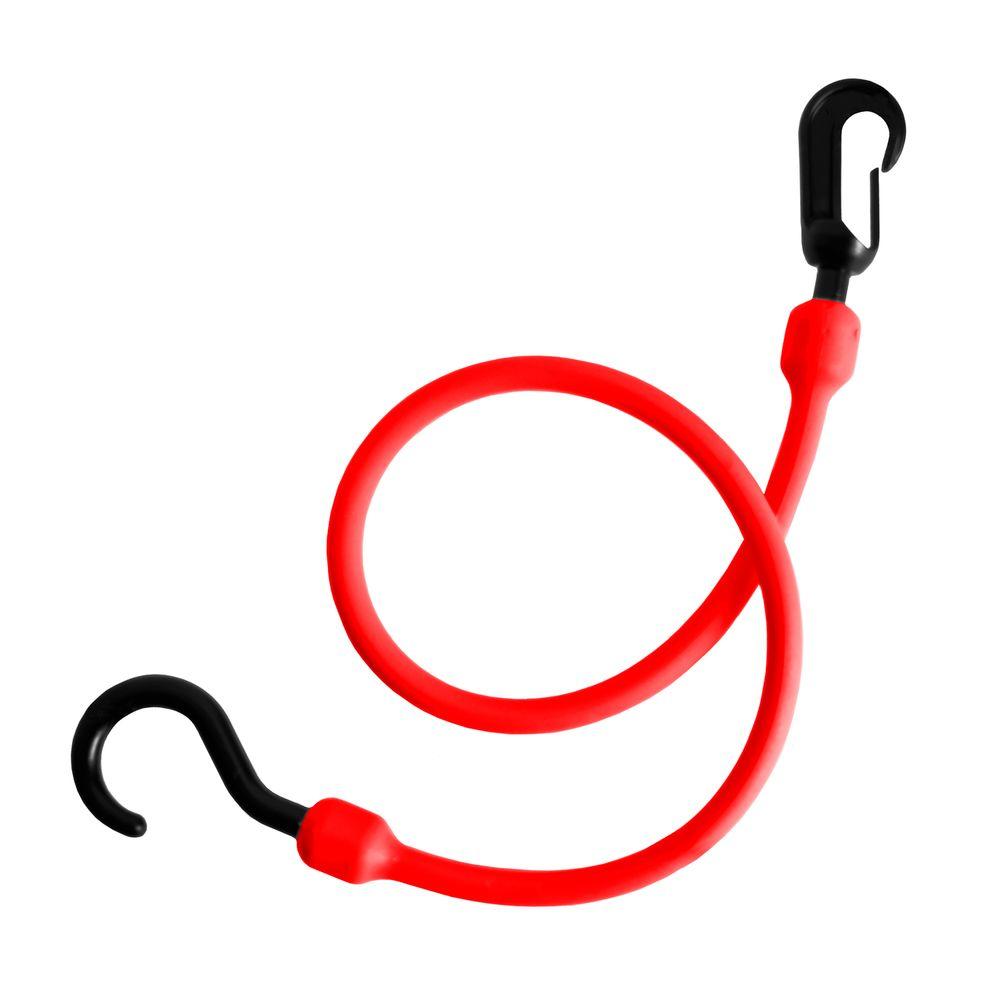 24 in. Polyurethane Fixed End Bungee Cord with Molded Nylon Hook and Clip in Black 24 in. Polyurethane Fixed End Bungee Cord with Molded Nylon Hook and Clip in Black