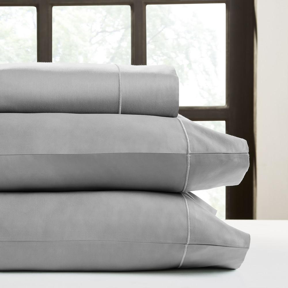 DEVONSHIRE COLLECTION OF NOTTINGHAM 4-Piece Grey Solid 750 Thread Count Cotton King Sheet Set was $279.99 now $111.99 (60.0% off)