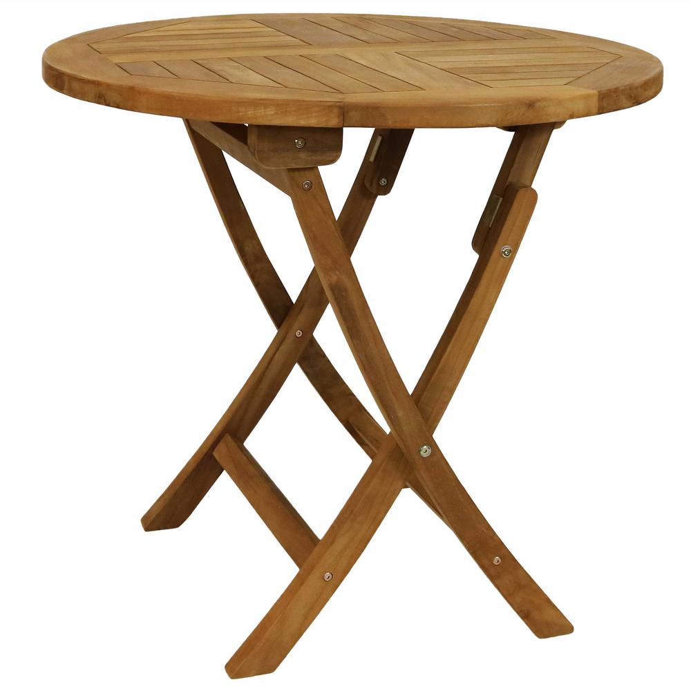 Sunnydaze Decor 32 in. Folding Round Teak Outdoor Patio Dining TableJVA894 The Home Depot