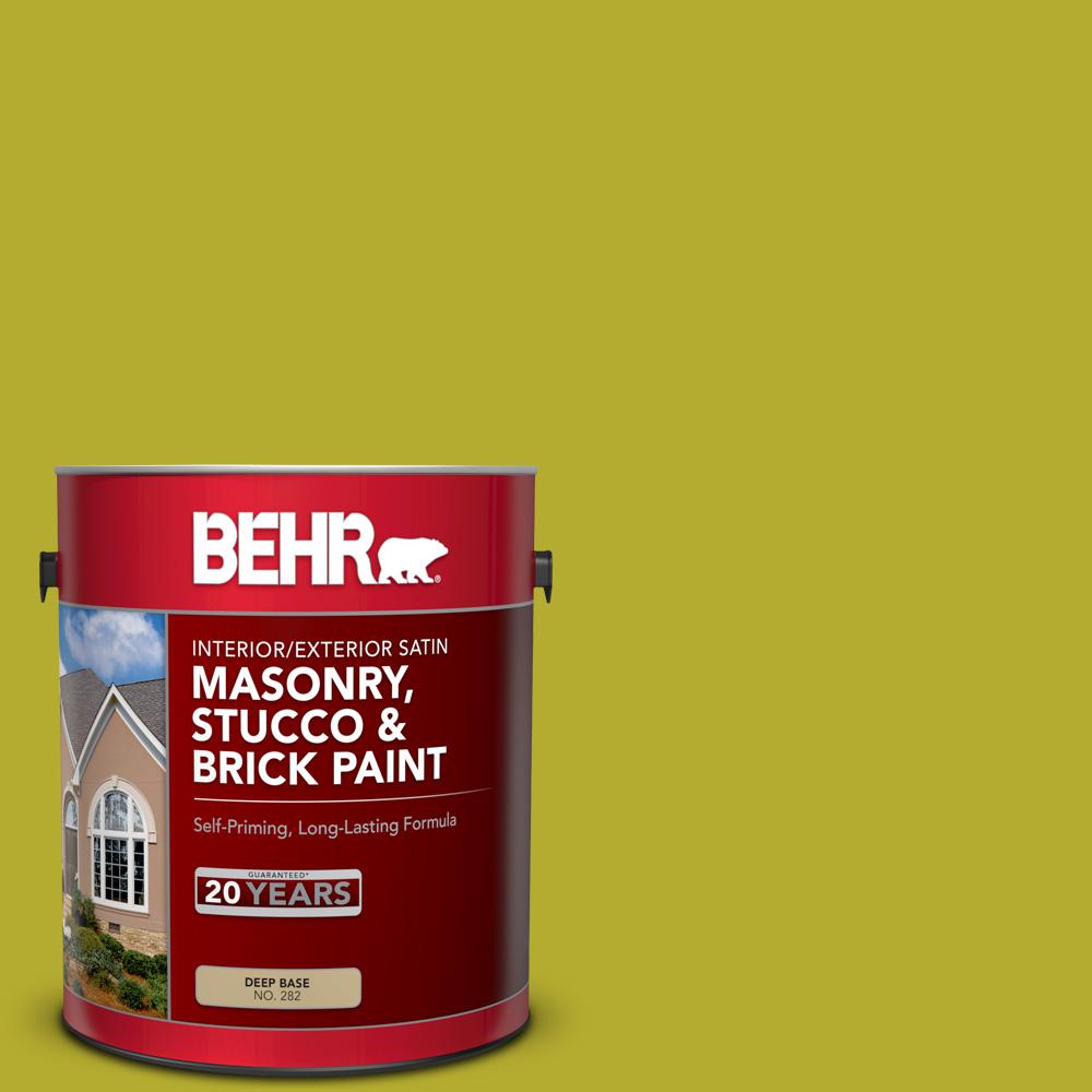 Behr 1 Gal P340 6 Green Neon Satin Interior Exterior Masonry Stucco And Brick Paint