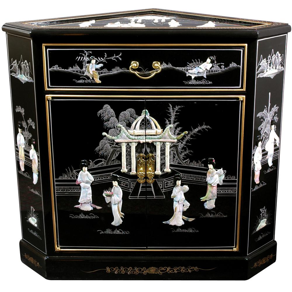 24 30 In Cabinet Office Storage Cabinets Home Oriental Furniture Black Lacquer Las Corner Cabinet