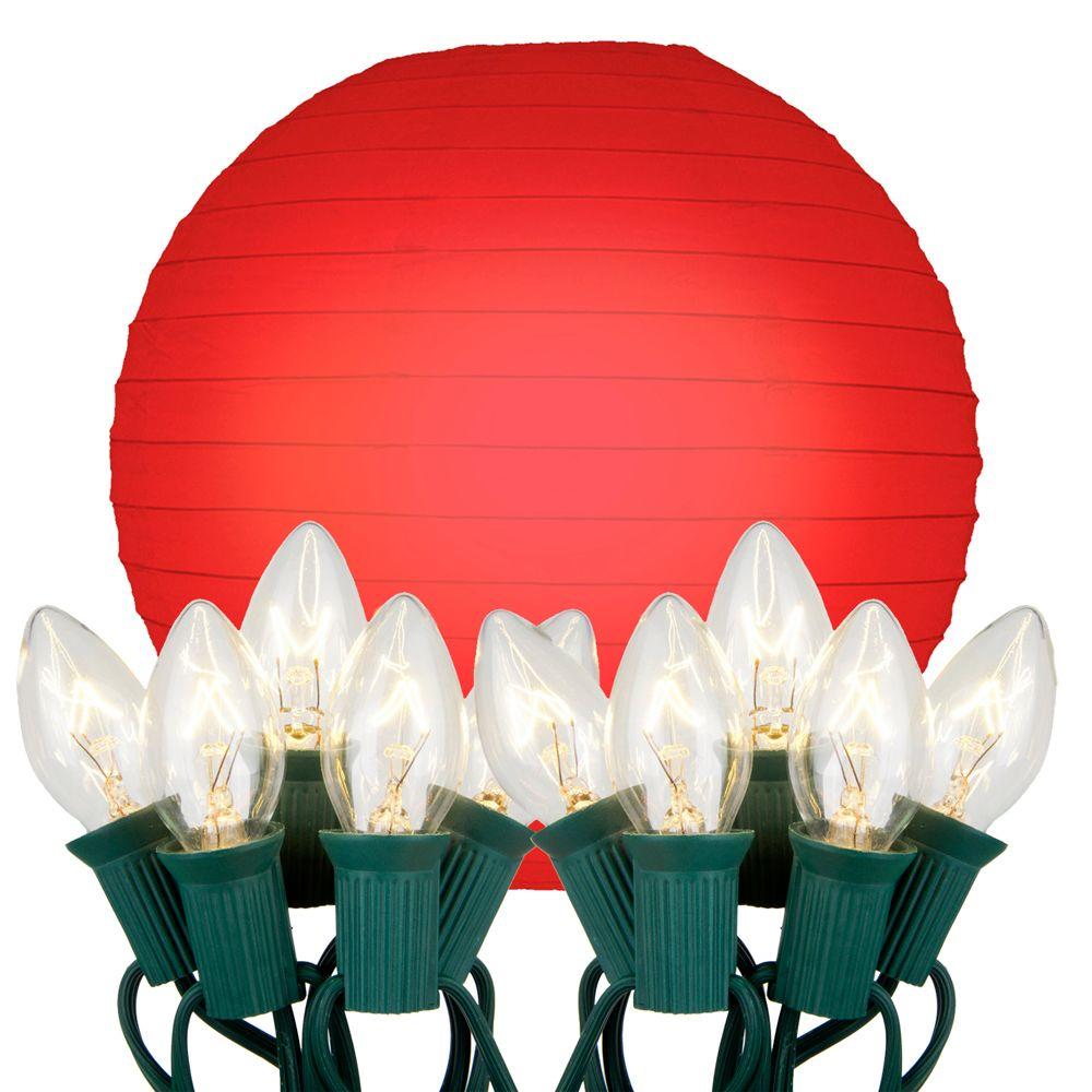 Lumabase 10 In Light Red Paper Lantern String Lights 24410 The 10 Light Red Paper Lantern String Lights