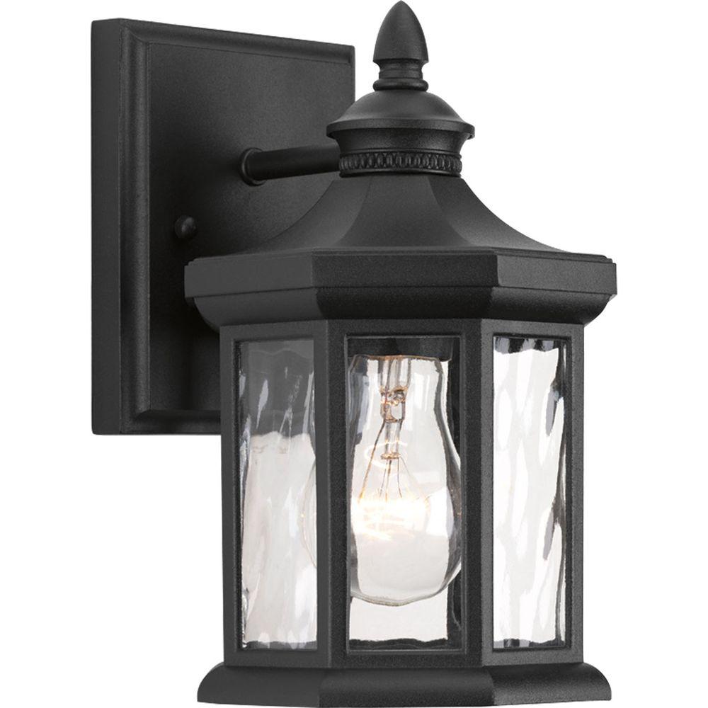 Hampton Bay 1 Light Black Outdoor Wall Lantern Hb7027 05 The Home Edition Collection 1 Light Small Black 9 In Outdoor Wall Lantern