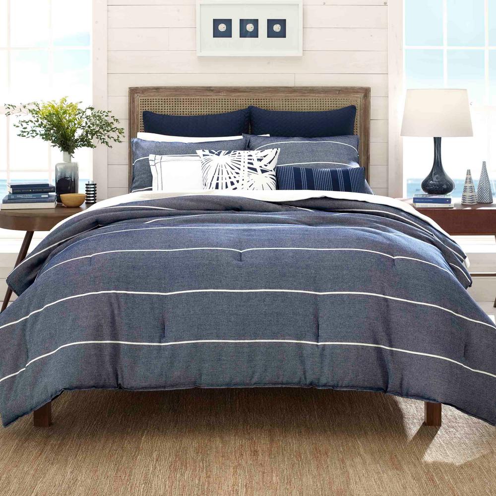 Nautica Candler 3 Piece Blue Full Queen Comforter Set