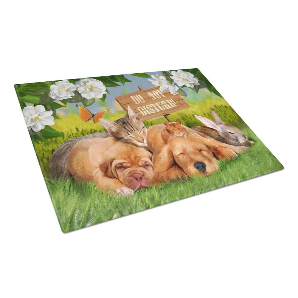Carolines Treasures Golden Retriever and Sharpei Do Not Disturb Tempered Glass Large Cutting Board, Multi-Color - PTW2048LCB - Cooking Large Tempered Glass Cutting Board is heat resista sku PTW2048LCB