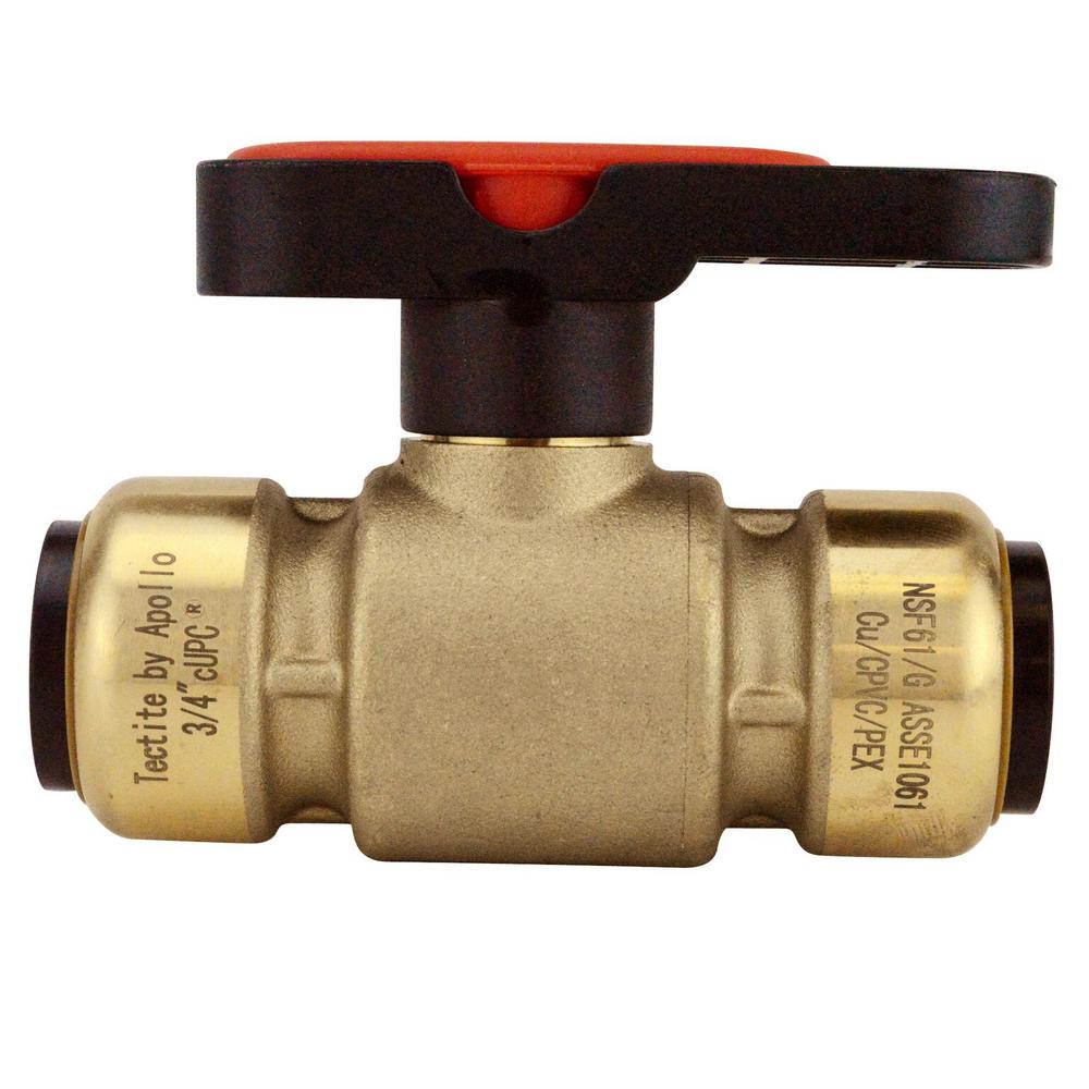 Tectite 3/4 in. Brass Push-To-Connect Compact Ball Valve with Lockable ...