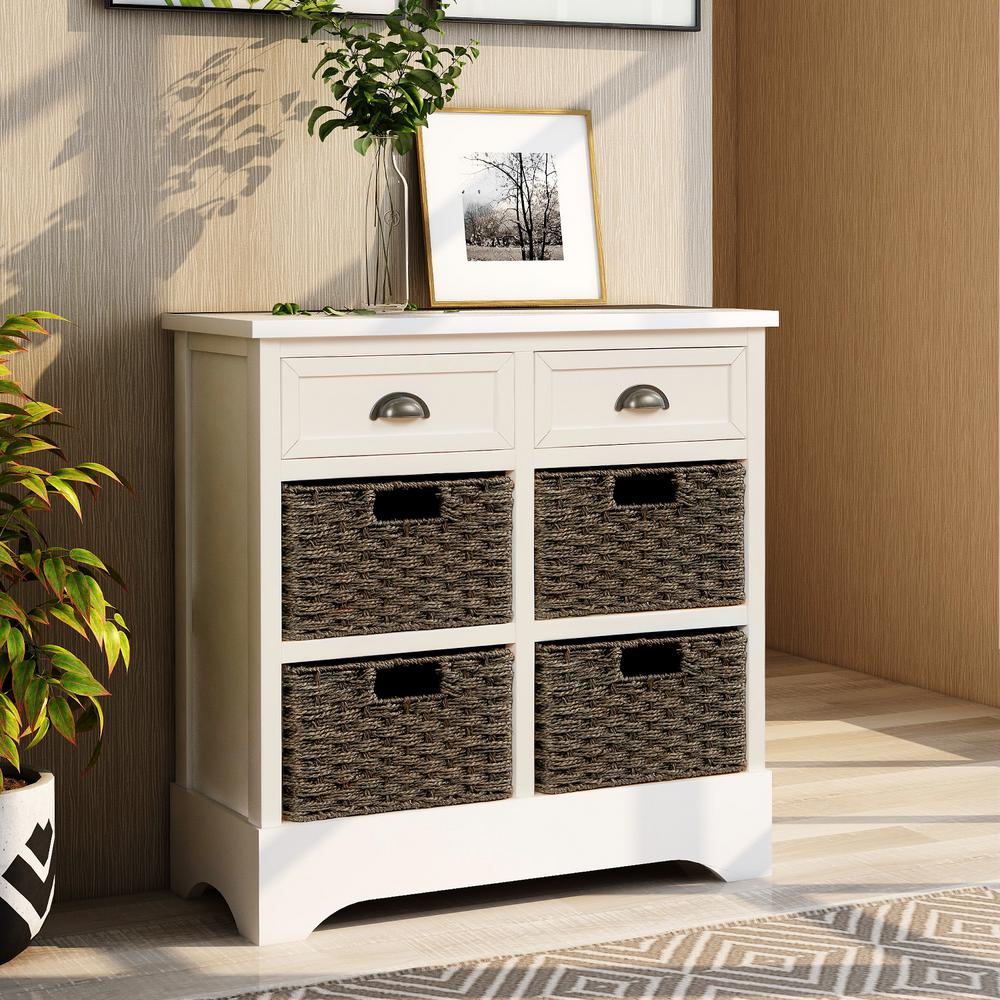 Harper & Bright Designs White Rustic Storage with 2Drawers and