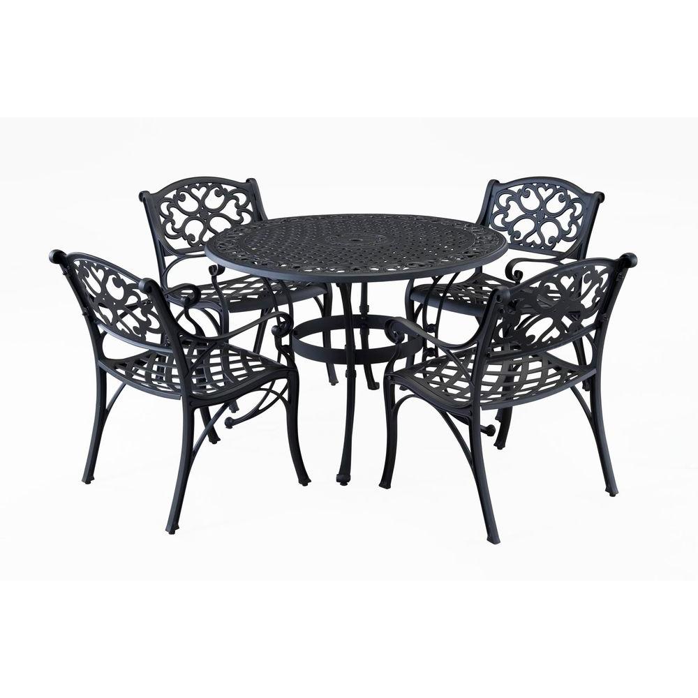 Home Styles Patio Furniture Outdoors The Depot Home Styles Biscayne 42 In Black 5 Piece Round Patio Dining Set