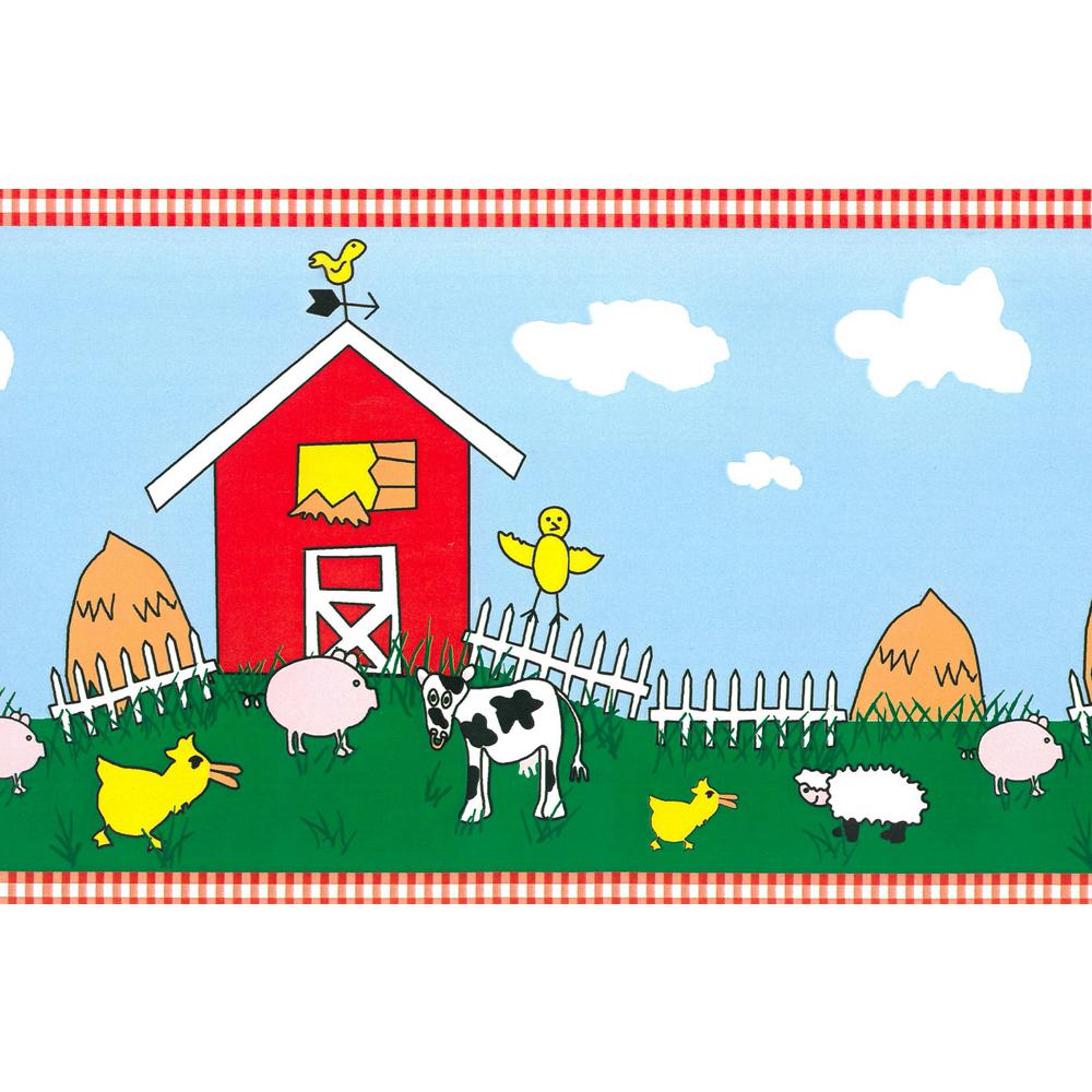 dundee deco falkirk brin animals farm red green yellow blue wallpaper border bd6005 the home depot usd
