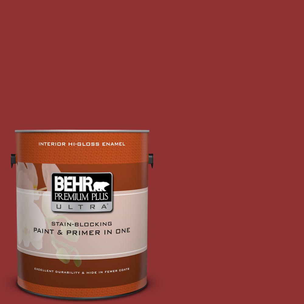 BEHR Premium Plus Ultra 1 Gal. #S-H-180 Awning Red Hi-Gloss Enamel ...