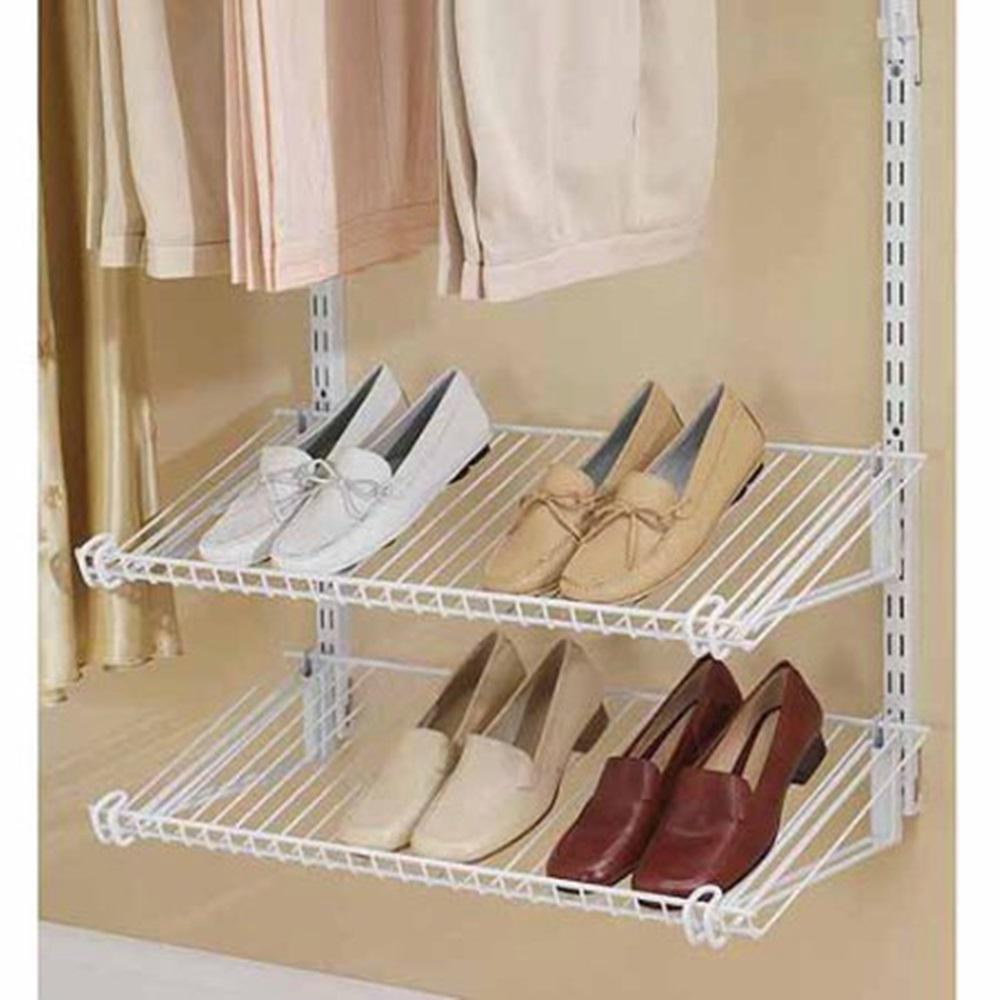 Rubbermaid 12 In D X 26 In W X 4 5 In H Configurations White Add On Shoe Shelf Kit Wire Closet System Fg3h9403wht The Home Depot