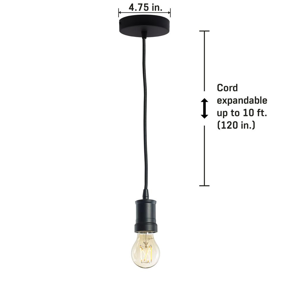Bulbrite 1 Light Black Contemporary Pendant Socket And Canopy With Light Black Contemporary Pendant