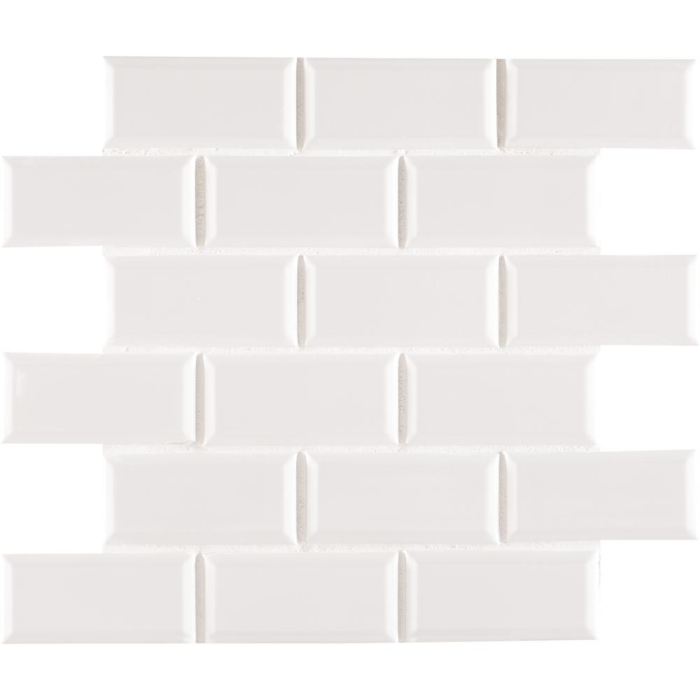 Msi White Glossy Staggered Beveled 12 In X 6mm Porcelain Msi White Glossy Staggered Beveled 12 In X 6mm Porcelain Mosaic