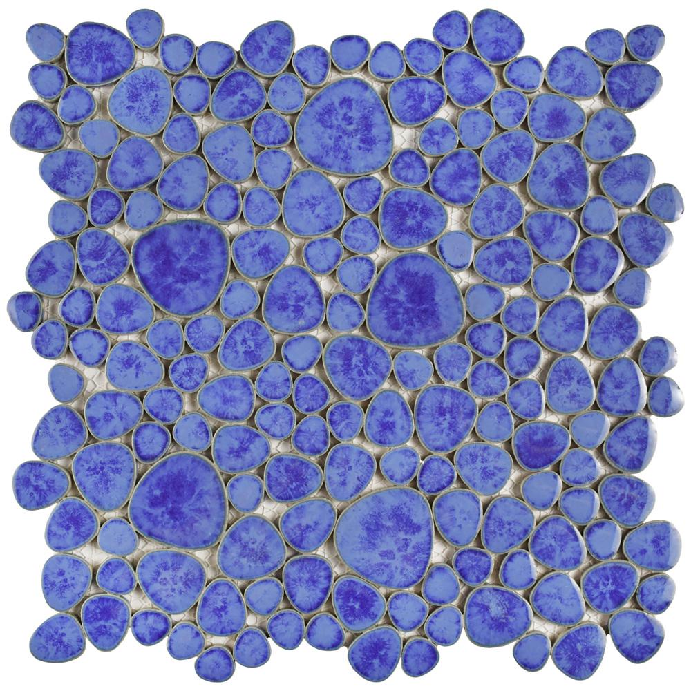 Merola Tile Pebble Blue Cloud 11 In X 6 Mm Porcelain Merola Tile Pebble Blue Cloud 11 In X 6 Mm Porcelain